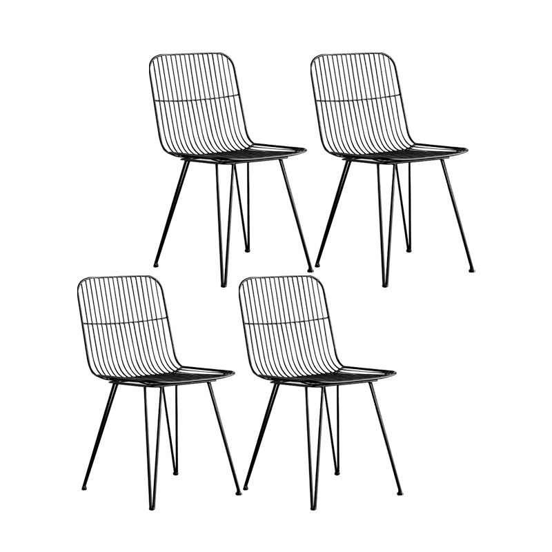 Contemporary Design Open Back Dining Side Chair Armless Dining Side Chairs Black 4 Piece Set Clearhalo ' kitchen&dining_furn' 'Dining Chairs' 'Dining Tables & Seating' 'dining_chair' 'furn' 'furn_dining_chair' 'Furniture' 'furniture_dining_chair' 'Kitchen & Dining Furniture' 'kitchen' 4429733