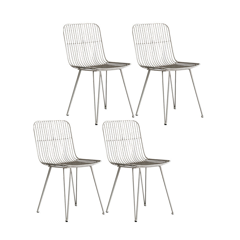 Contemporary Design Open Back Dining Side Chair Armless Dining Side Chairs Light Gray 4 Piece Set Clearhalo ' kitchen&dining_furn' 'Dining Chairs' 'Dining Tables & Seating' 'dining_chair' 'furn' 'furn_dining_chair' 'Furniture' 'furniture_dining_chair' 'Kitchen & Dining Furniture' 'kitchen' 4429744