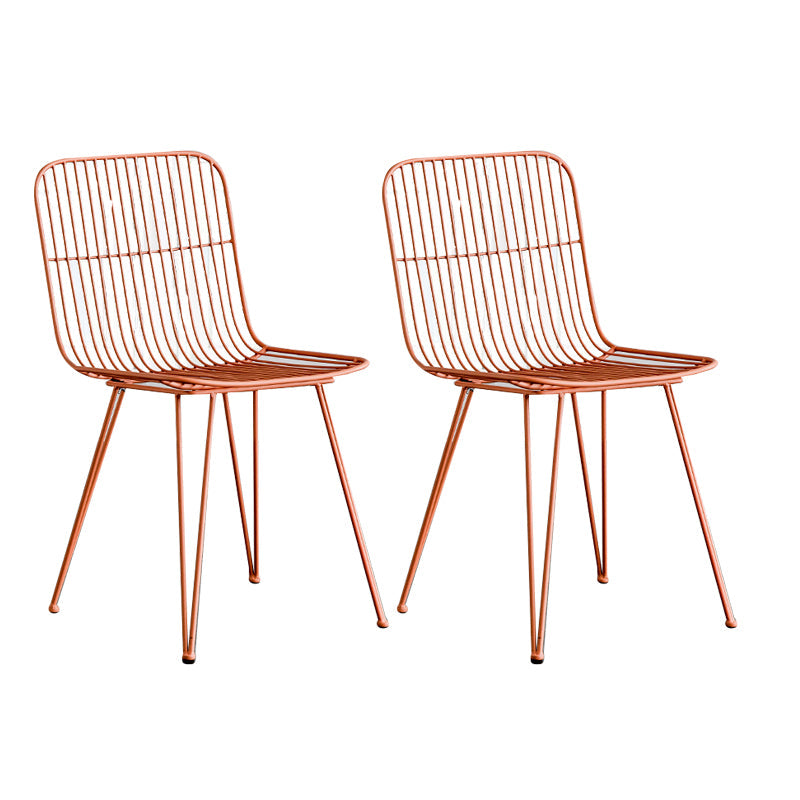 Contemporary Design Open Back Dining Side Chair Armless Dining Side Chairs Pink 2 Piece Set Clearhalo ' kitchen&dining_furn' 'Dining Chairs' 'Dining Tables & Seating' 'dining_chair' 'furn' 'furn_dining_chair' 'Furniture' 'furniture_dining_chair' 'Kitchen & Dining Furniture' 'kitchen' 4429746