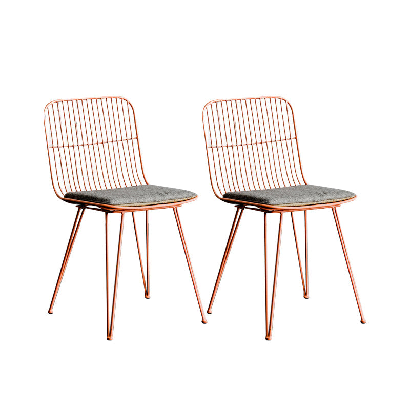 Contemporary Design Open Back Dining Side Chair Armless Dining Side Chairs Nude Pink 2 Piece Set Clearhalo ' kitchen&dining_furn' 'Dining Chairs' 'Dining Tables & Seating' 'dining_chair' 'furn' 'furn_dining_chair' 'Furniture' 'furniture_dining_chair' 'Kitchen & Dining Furniture' 'kitchen' 4429755