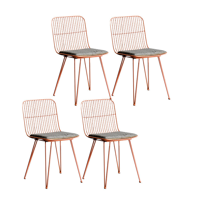 Contemporary Design Open Back Dining Side Chair Armless Dining Side Chairs Nude Pink 4 Piece Set Clearhalo ' kitchen&dining_furn' 'Dining Chairs' 'Dining Tables & Seating' 'dining_chair' 'furn' 'furn_dining_chair' 'Furniture' 'furniture_dining_chair' 'Kitchen & Dining Furniture' 'kitchen' 4429756