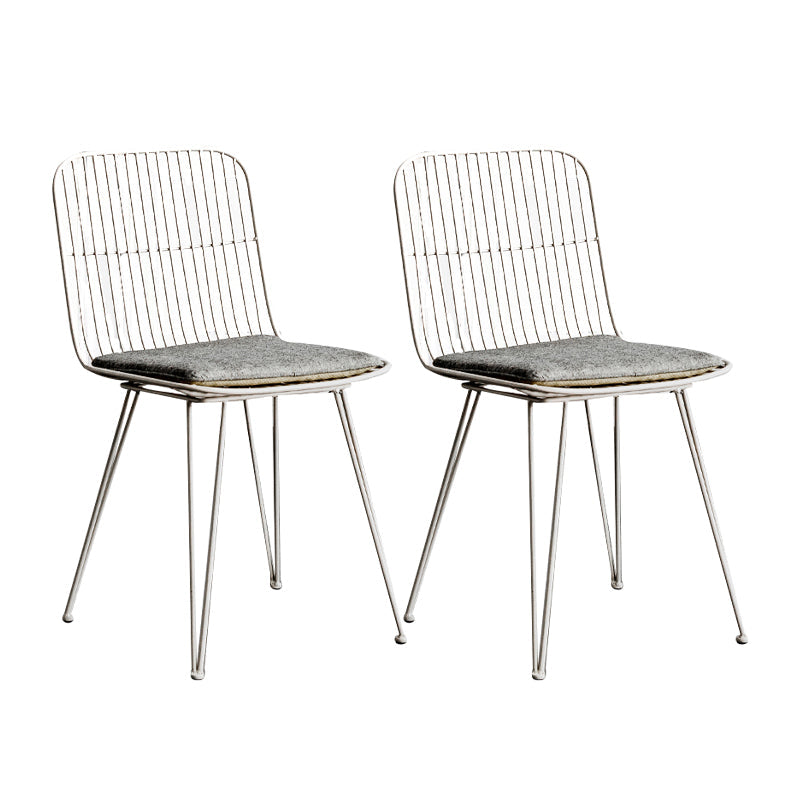 Contemporary Design Open Back Dining Side Chair Armless Dining Side Chairs Silver Gray 2 Piece Set Clearhalo ' kitchen&dining_furn' 'Dining Chairs' 'Dining Tables & Seating' 'dining_chair' 'furn' 'furn_dining_chair' 'Furniture' 'furniture_dining_chair' 'Kitchen & Dining Furniture' 'kitchen' 4429758