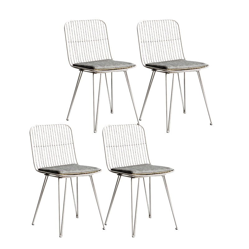 Contemporary Design Open Back Dining Side Chair Armless Dining Side Chairs Silver Gray 4 Piece Set Clearhalo ' kitchen&dining_furn' 'Dining Chairs' 'Dining Tables & Seating' 'dining_chair' 'furn' 'furn_dining_chair' 'Furniture' 'furniture_dining_chair' 'Kitchen & Dining Furniture' 'kitchen' 4429759