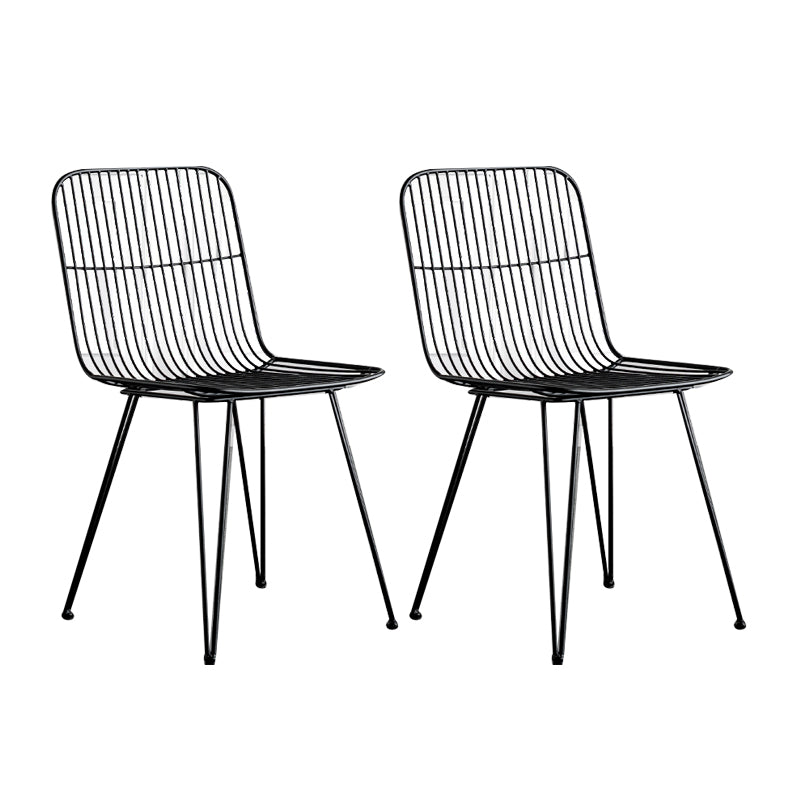 Contemporary Design Open Back Dining Side Chair Armless Dining Side Chairs Black Gray-White 2 Piece Set Clearhalo ' kitchen&dining_furn' 'Dining Chairs' 'Dining Tables & Seating' 'dining_chair' 'furn' 'furn_dining_chair' 'Furniture' 'furniture_dining_chair' 'Kitchen & Dining Furniture' 'kitchen' 4429764