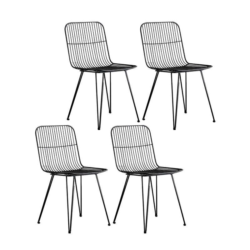 Contemporary Design Open Back Dining Side Chair Armless Dining Side Chairs Black Gray-White 4 Piece Set Clearhalo ' kitchen&dining_furn' 'Dining Chairs' 'Dining Tables & Seating' 'dining_chair' 'furn' 'furn_dining_chair' 'Furniture' 'furniture_dining_chair' 'Kitchen & Dining Furniture' 'kitchen' 4429765