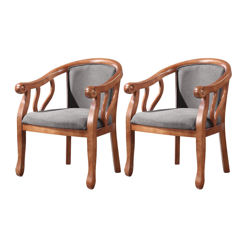 Traditional Wood Dining Arm Chair Linen Fabric Dining Chair for Restaurant Use Dark Gray 2 Piece Set Clearhalo ' kitchen&dining_furn' 'Dining Chairs' 'Dining Tables & Seating' 'dining_chair' 'furn' 'furn_dining_chair' 'Furniture' 'furniture_dining_chair' 'Kitchen & Dining Furniture' 'kitchen' 4429770