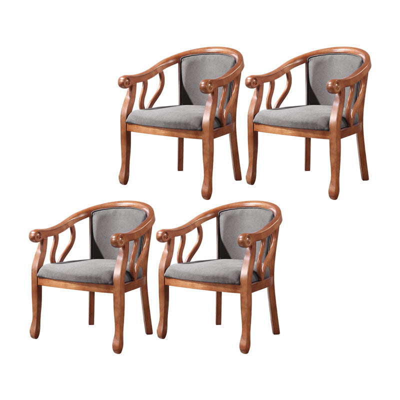 Traditional Wood Dining Arm Chair Linen Fabric Dining Chair for Restaurant Use Dark Gray 4 Piece Set Clearhalo ' kitchen&dining_furn' 'Dining Chairs' 'Dining Tables & Seating' 'dining_chair' 'furn' 'furn_dining_chair' 'Furniture' 'furniture_dining_chair' 'Kitchen & Dining Furniture' 'kitchen' 4429771