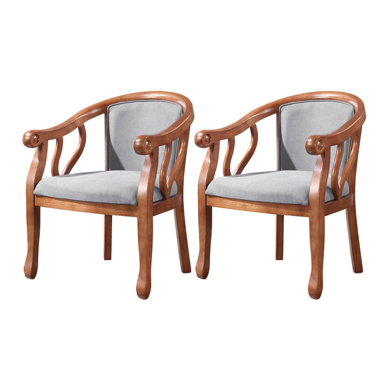 Traditional Wood Dining Arm Chair Linen Fabric Dining Chair for Restaurant Use Light Gray 2 Piece Set Clearhalo ' kitchen&dining_furn' 'Dining Chairs' 'Dining Tables & Seating' 'dining_chair' 'furn' 'furn_dining_chair' 'Furniture' 'furniture_dining_chair' 'Kitchen & Dining Furniture' 'kitchen' 4429776