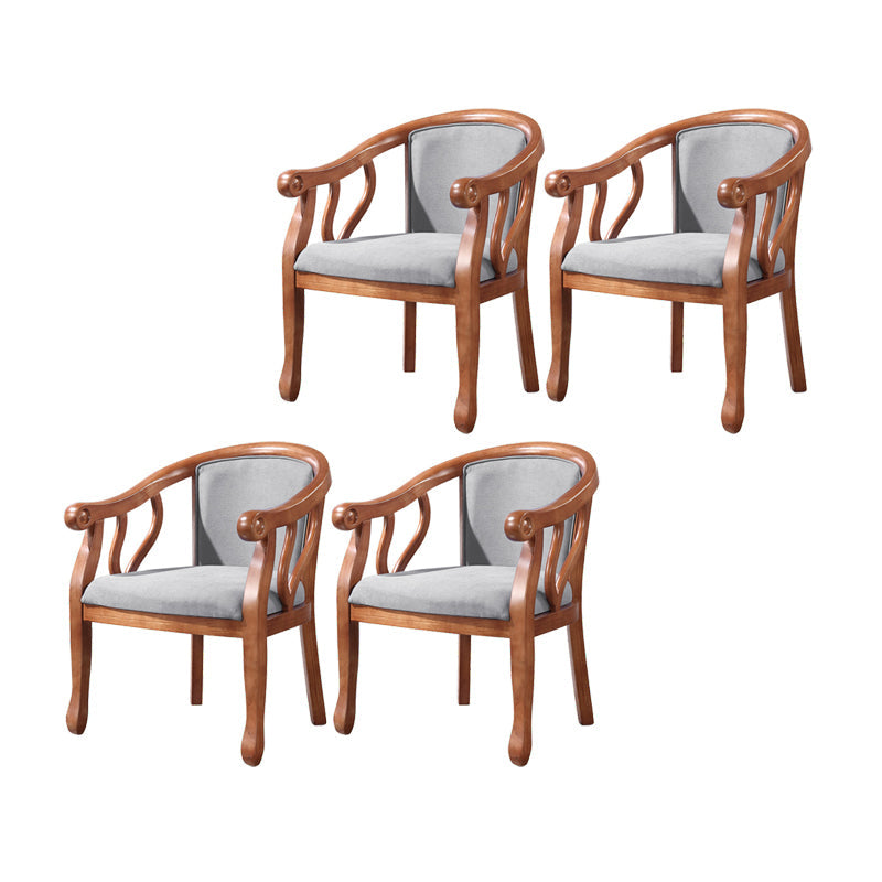 Traditional Wood Dining Arm Chair Linen Fabric Dining Chair for Restaurant Use Light Gray 4 Piece Set Clearhalo ' kitchen&dining_furn' 'Dining Chairs' 'Dining Tables & Seating' 'dining_chair' 'furn' 'furn_dining_chair' 'Furniture' 'furniture_dining_chair' 'Kitchen & Dining Furniture' 'kitchen' 4429778