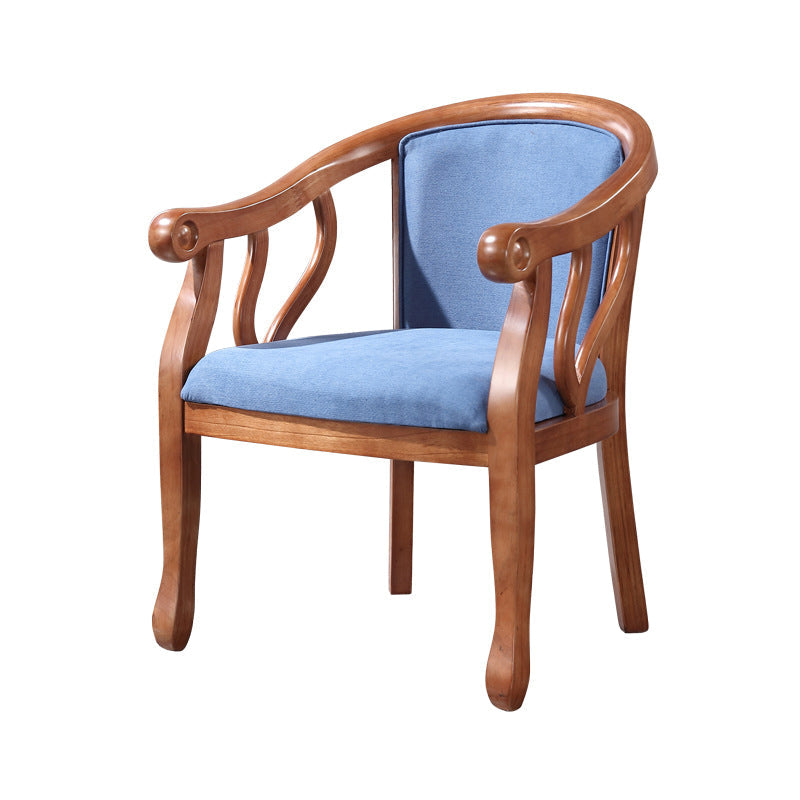 Traditional Wood Dining Arm Chair Linen Fabric Dining Chair for Restaurant Use Dark Blue 1 Piece Clearhalo ' kitchen&dining_furn' 'Dining Chairs' 'Dining Tables & Seating' 'dining_chair' 'furn' 'furn_dining_chair' 'Furniture' 'furniture_dining_chair' 'Kitchen & Dining Furniture' 'kitchen' 4429785