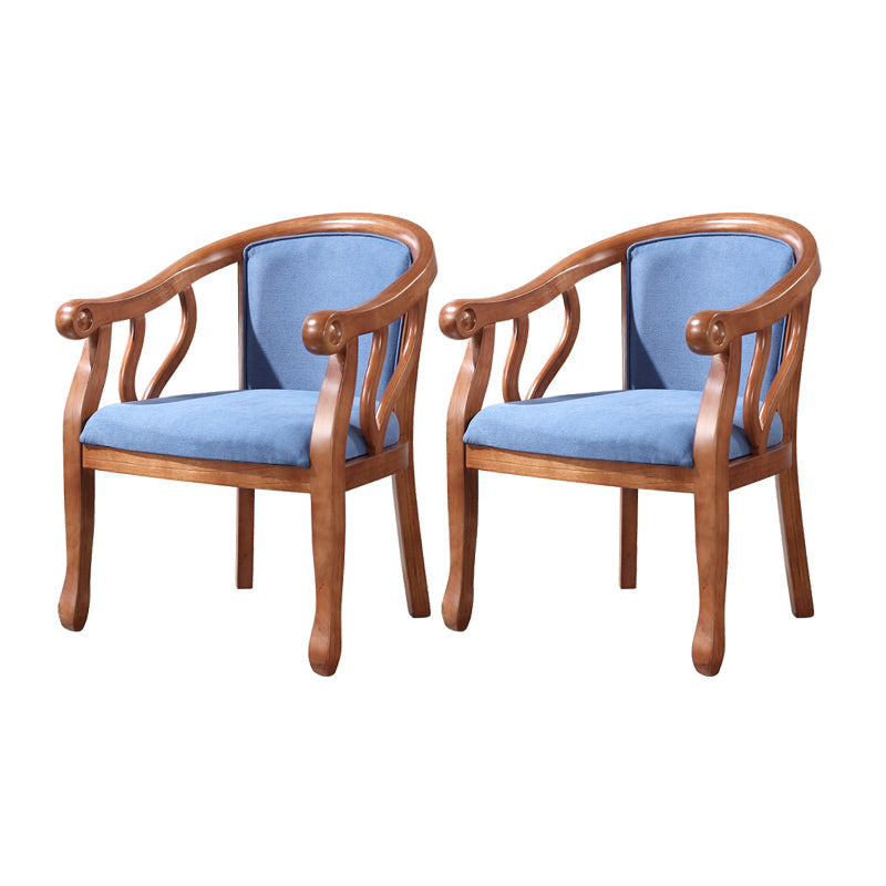 Traditional Wood Dining Arm Chair Linen Fabric Dining Chair for Restaurant Use Dark Blue 2 Piece Set Clearhalo ' kitchen&dining_furn' 'Dining Chairs' 'Dining Tables & Seating' 'dining_chair' 'furn' 'furn_dining_chair' 'Furniture' 'furniture_dining_chair' 'Kitchen & Dining Furniture' 'kitchen' 4429788