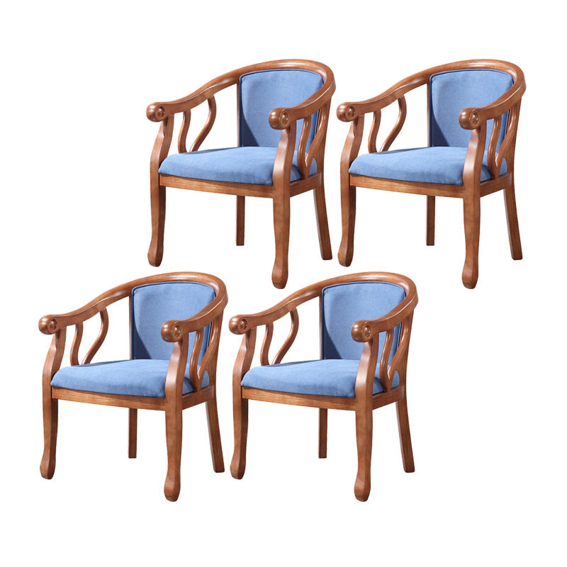 Traditional Wood Dining Arm Chair Linen Fabric Dining Chair for Restaurant Use Dark Blue 4 Piece Set Clearhalo ' kitchen&dining_furn' 'Dining Chairs' 'Dining Tables & Seating' 'dining_chair' 'furn' 'furn_dining_chair' 'Furniture' 'furniture_dining_chair' 'Kitchen & Dining Furniture' 'kitchen' 4429789