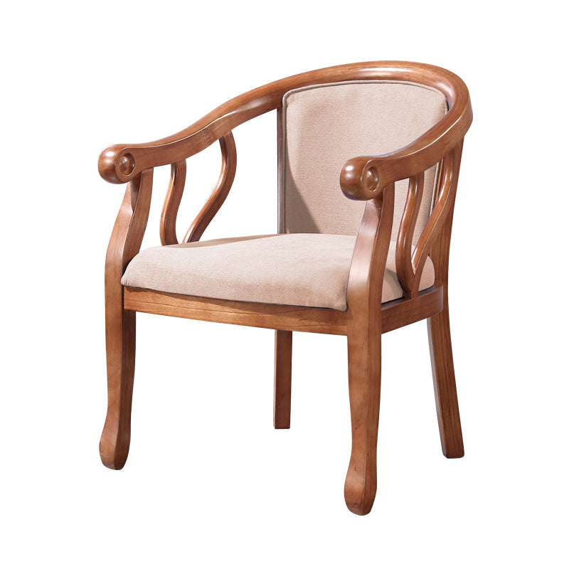 Traditional Wood Dining Arm Chair Linen Fabric Dining Chair for Restaurant Use Light Coffee 1 Piece Clearhalo ' kitchen&dining_furn' 'Dining Chairs' 'Dining Tables & Seating' 'dining_chair' 'furn' 'furn_dining_chair' 'Furniture' 'furniture_dining_chair' 'Kitchen & Dining Furniture' 'kitchen' 4429793