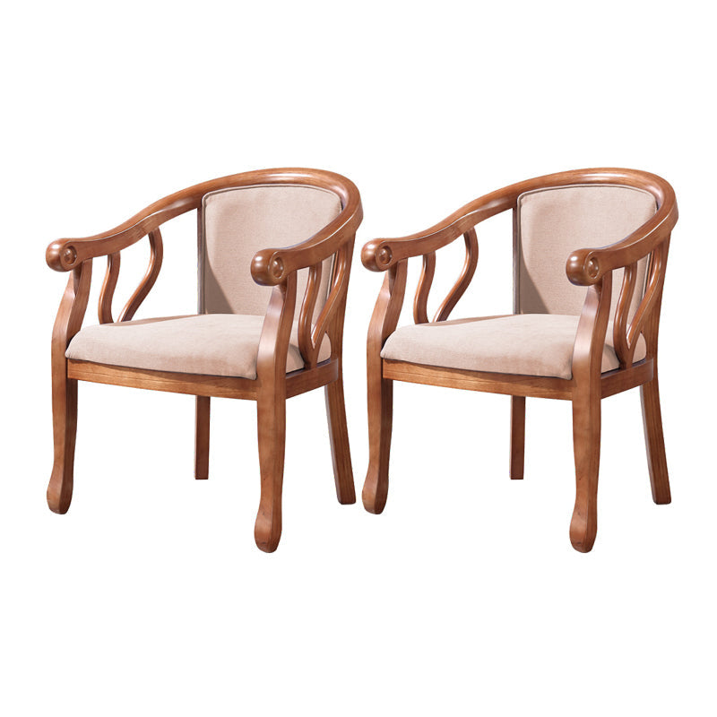Traditional Wood Dining Arm Chair Linen Fabric Dining Chair for Restaurant Use Light Coffee 2 Piece Set Clearhalo ' kitchen&dining_furn' 'Dining Chairs' 'Dining Tables & Seating' 'dining_chair' 'furn' 'furn_dining_chair' 'Furniture' 'furniture_dining_chair' 'Kitchen & Dining Furniture' 'kitchen' 4429794
