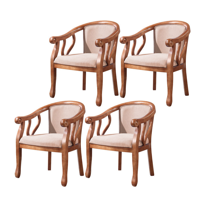 Traditional Wood Dining Arm Chair Linen Fabric Dining Chair for Restaurant Use Light Coffee 4 Piece Set Clearhalo ' kitchen&dining_furn' 'Dining Chairs' 'Dining Tables & Seating' 'dining_chair' 'furn' 'furn_dining_chair' 'Furniture' 'furniture_dining_chair' 'Kitchen & Dining Furniture' 'kitchen' 4429795