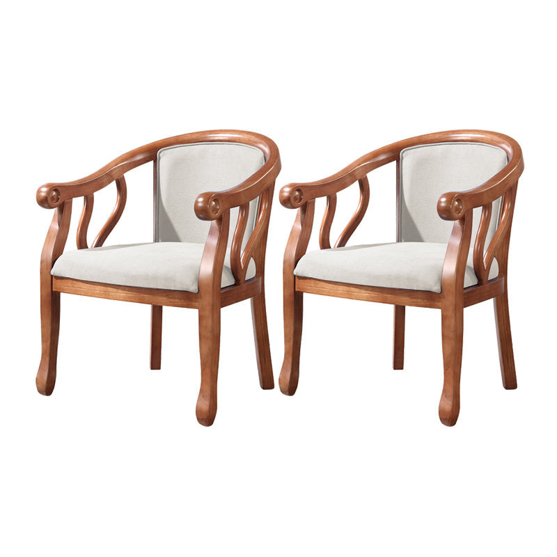Traditional Wood Dining Arm Chair Linen Fabric Dining Chair for Restaurant Use Off-White 2 Piece Set Clearhalo ' kitchen&dining_furn' 'Dining Chairs' 'Dining Tables & Seating' 'dining_chair' 'furn' 'furn_dining_chair' 'Furniture' 'furniture_dining_chair' 'Kitchen & Dining Furniture' 'kitchen' 4429797