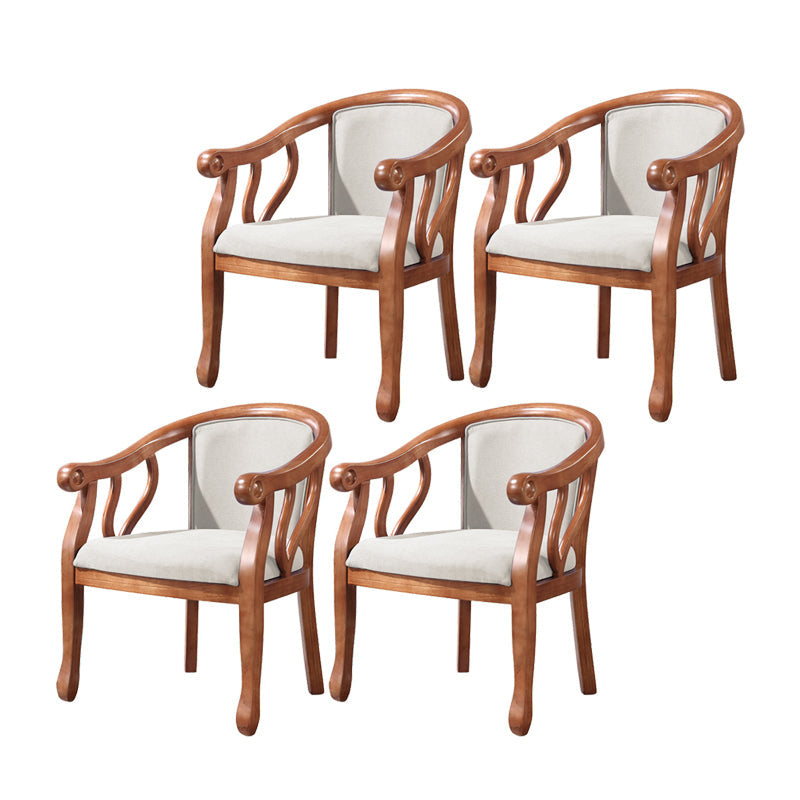 Traditional Wood Dining Arm Chair Linen Fabric Dining Chair for Restaurant Use Off-White 4 Piece Set Clearhalo ' kitchen&dining_furn' 'Dining Chairs' 'Dining Tables & Seating' 'dining_chair' 'furn' 'furn_dining_chair' 'Furniture' 'furniture_dining_chair' 'Kitchen & Dining Furniture' 'kitchen' 4429798