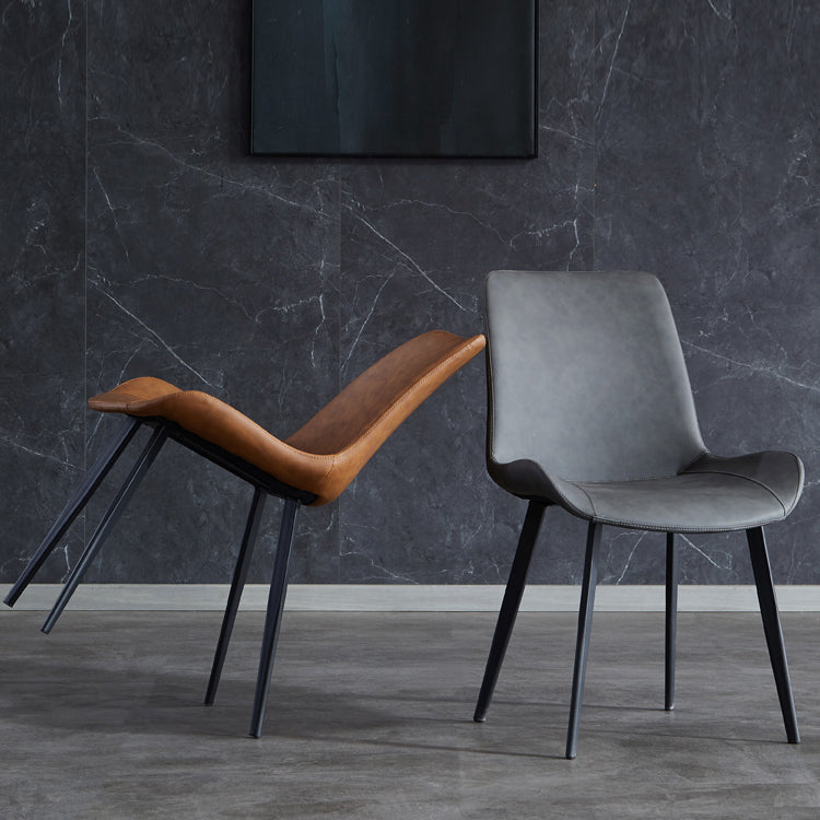 Restaurant Contemporary Leather Side Chair Solid Back Dining Chair Clearhalo ' kitchen&dining_furn' 'Dining Chairs' 'Dining Tables & Seating' 'dining_chair' 'furn' 'furn_dining_chair' 'Furniture' 'furniture_dining_chair' 'Kitchen & Dining Furniture' 'kitchen' 4429800