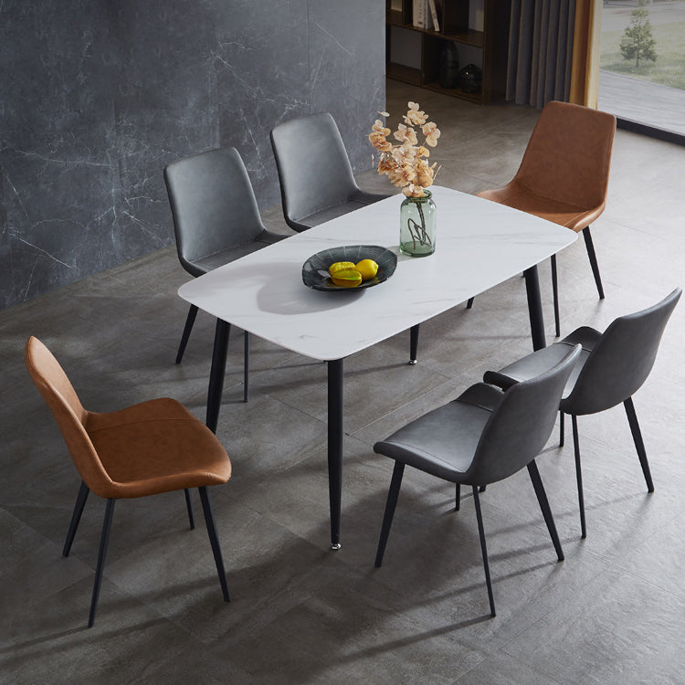 Restaurant Contemporary Leather Side Chair Solid Back Dining Chair Clearhalo ' kitchen&dining_furn' 'Dining Chairs' 'Dining Tables & Seating' 'dining_chair' 'furn' 'furn_dining_chair' 'Furniture' 'furniture_dining_chair' 'Kitchen & Dining Furniture' 'kitchen' 4429804