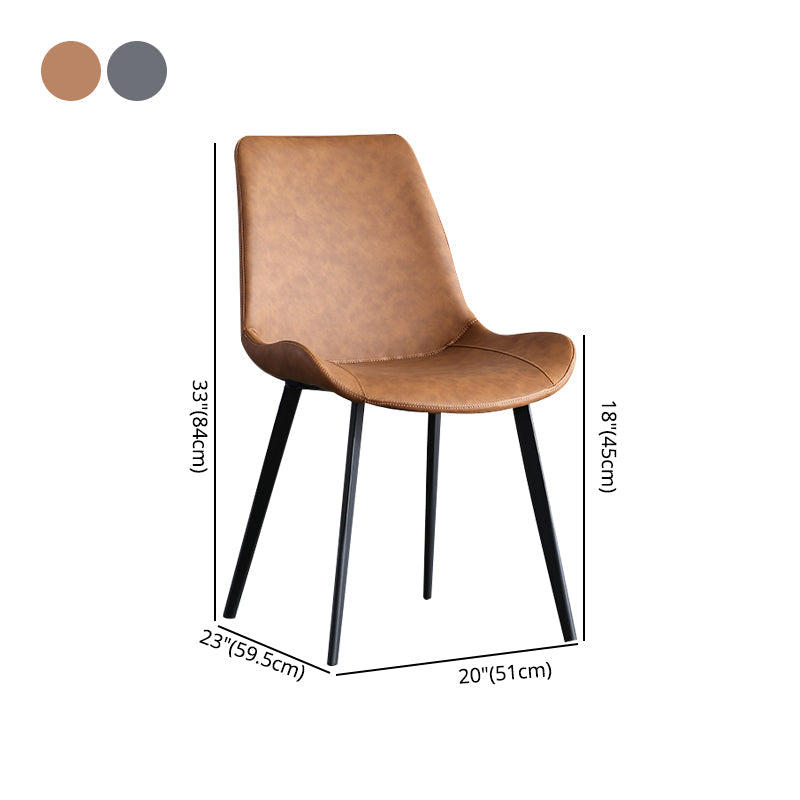 Restaurant Contemporary Leather Side Chair Solid Back Dining Chair Clearhalo ' kitchen&dining_furn' 'Dining Chairs' 'Dining Tables & Seating' 'dining_chair' 'furn' 'furn_dining_chair' 'Furniture' 'furniture_dining_chair' 'Kitchen & Dining Furniture' 'kitchen' 4429812