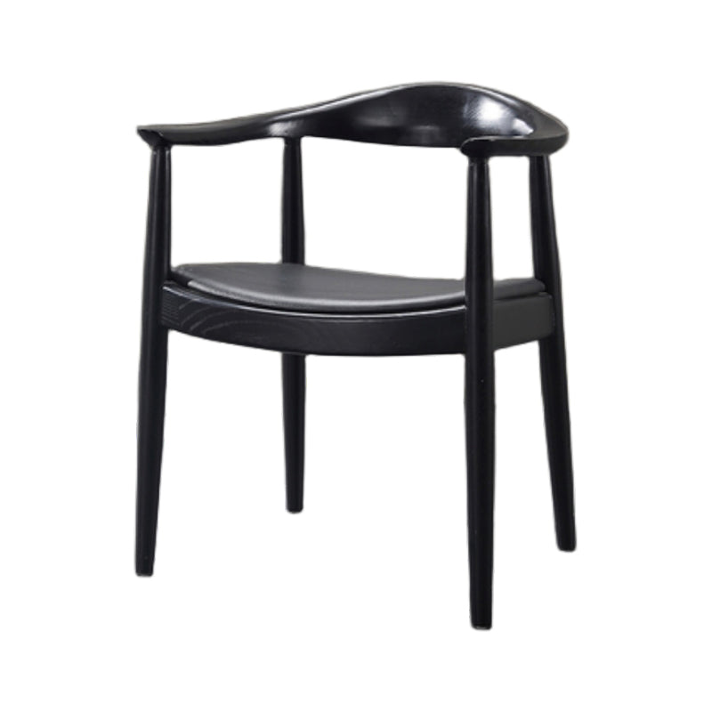 Traditional Wood Dining Arm Chair PU Leather Side Chair for Restaurant Use Black 1 Piece Clearhalo ' kitchen&dining_furn' 'Dining Chairs' 'Dining Tables & Seating' 'dining_chair' 'furn' 'furn_dining_chair' 'Furniture' 'furniture_dining_chair' 'Kitchen & Dining Furniture' 'kitchen' 4429814