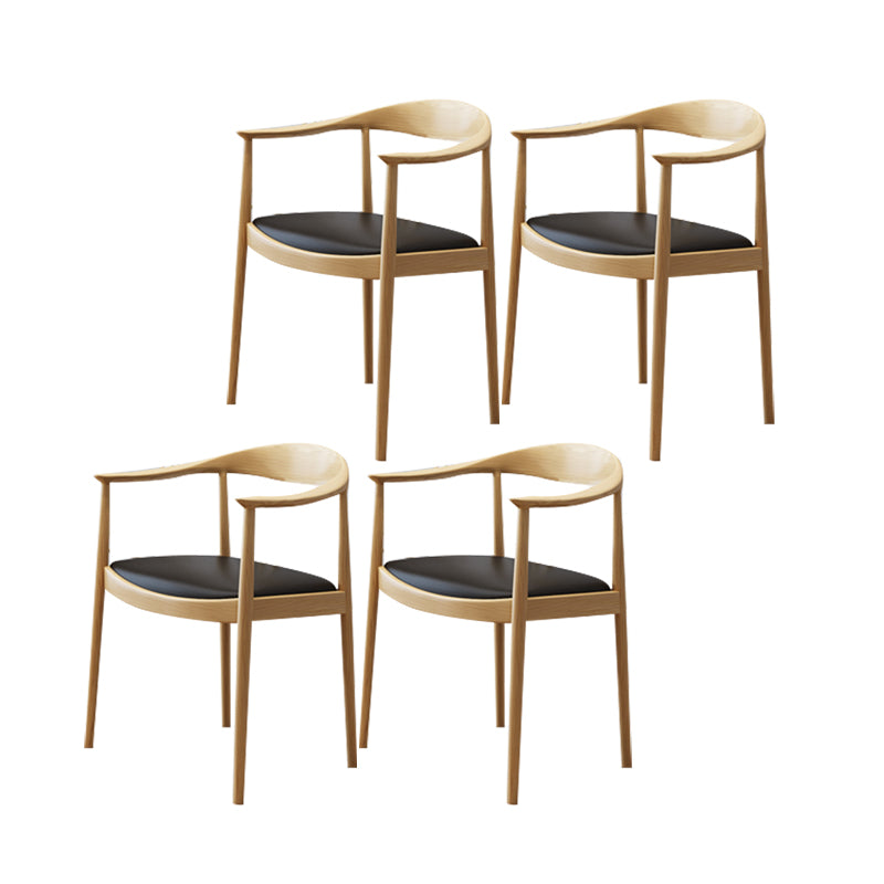 Traditional Wood Dining Arm Chair PU Leather Side Chair for Restaurant Use Natural 4 Piece Set Clearhalo ' kitchen&dining_furn' 'Dining Chairs' 'Dining Tables & Seating' 'dining_chair' 'furn' 'furn_dining_chair' 'Furniture' 'furniture_dining_chair' 'Kitchen & Dining Furniture' 'kitchen' 4429823