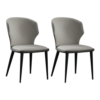 Modern Leather Dining Room Chair Wingback Armless Chair for Restaurant Use Light Gray 2 Piece Set Clearhalo ' kitchen&dining_furn' 'Dining Chairs' 'Dining Tables & Seating' 'dining_chair' 'furn' 'furn_dining_chair' 'Furniture' 'furniture_dining_chair' 'Kitchen & Dining Furniture' 'kitchen' 4429832