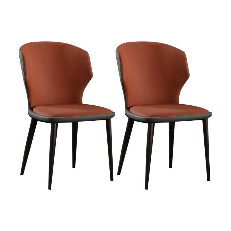 Modern Leather Dining Room Chair Wingback Armless Chair for Restaurant Use Orange 2 Piece Set Clearhalo ' kitchen&dining_furn' 'Dining Chairs' 'Dining Tables & Seating' 'dining_chair' 'furn' 'furn_dining_chair' 'Furniture' 'furniture_dining_chair' 'Kitchen & Dining Furniture' 'kitchen' 4429833