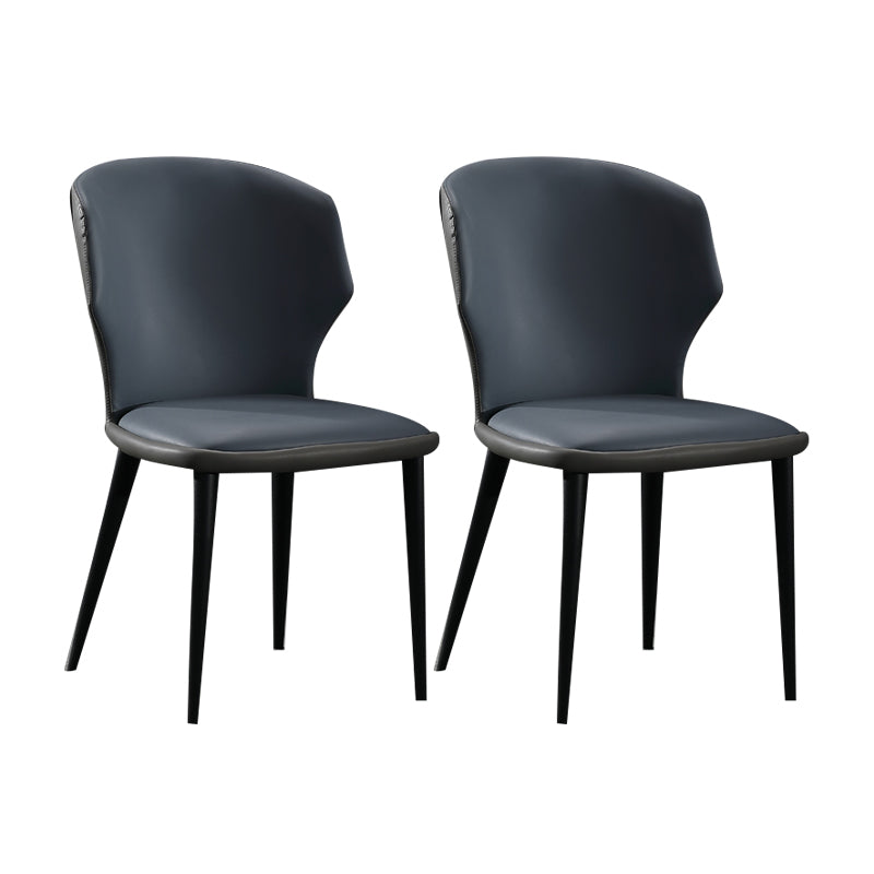 Modern Leather Dining Room Chair Wingback Armless Chair for Restaurant Use Blue 2 Piece Set Clearhalo ' kitchen&dining_furn' 'Dining Chairs' 'Dining Tables & Seating' 'dining_chair' 'furn' 'furn_dining_chair' 'Furniture' 'furniture_dining_chair' 'Kitchen & Dining Furniture' 'kitchen' 4429835