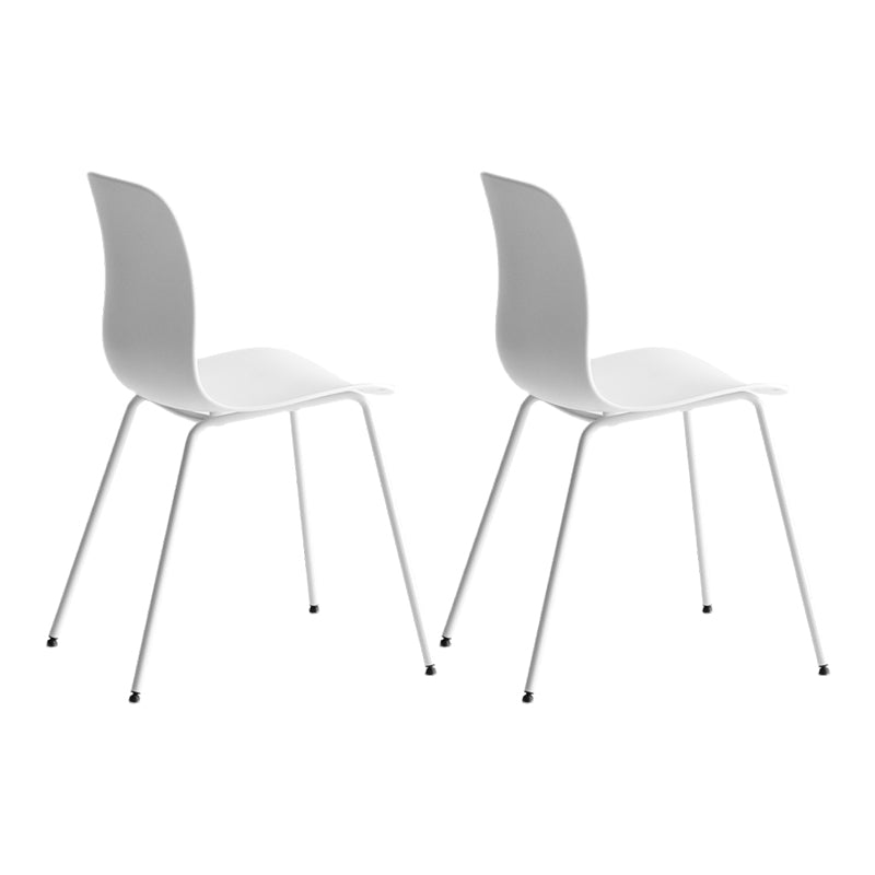 Contemporary Plastic Dining Room Chairs Armless Metal Dining Chairs for Home Use White 2 Piece Set Clearhalo ' kitchen&dining_furn' 'Dining Chairs' 'Dining Tables & Seating' 'dining_chair' 'furn' 'furn_dining_chair' 'Furniture' 'furniture_dining_chair' 'Kitchen & Dining Furniture' 'kitchen' 4429844
