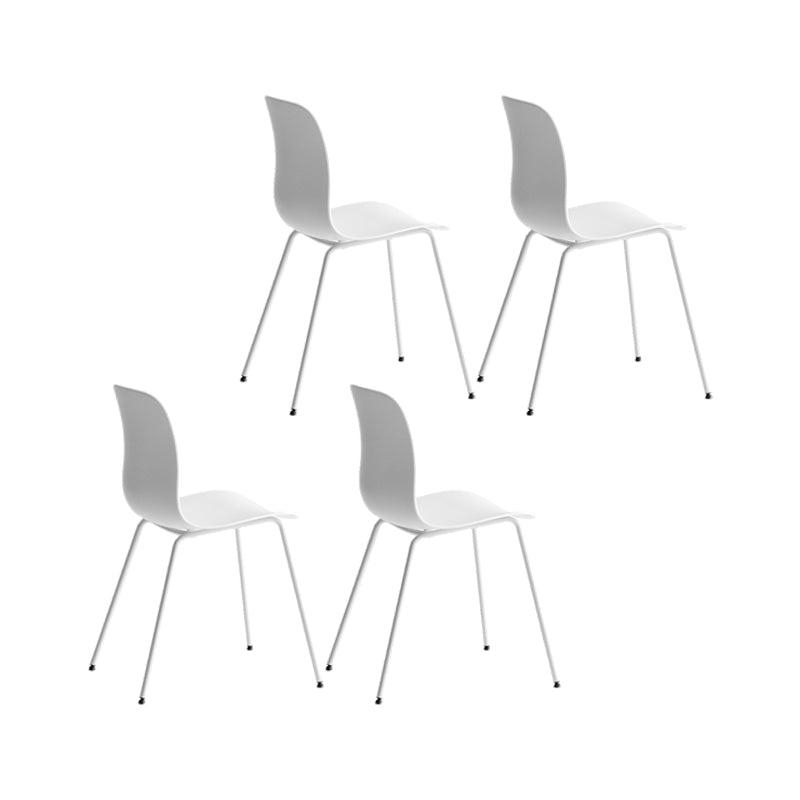 Contemporary Plastic Dining Room Chairs Armless Metal Dining Chairs for Home Use White 4 Piece Set Clearhalo ' kitchen&dining_furn' 'Dining Chairs' 'Dining Tables & Seating' 'dining_chair' 'furn' 'furn_dining_chair' 'Furniture' 'furniture_dining_chair' 'Kitchen & Dining Furniture' 'kitchen' 4429845