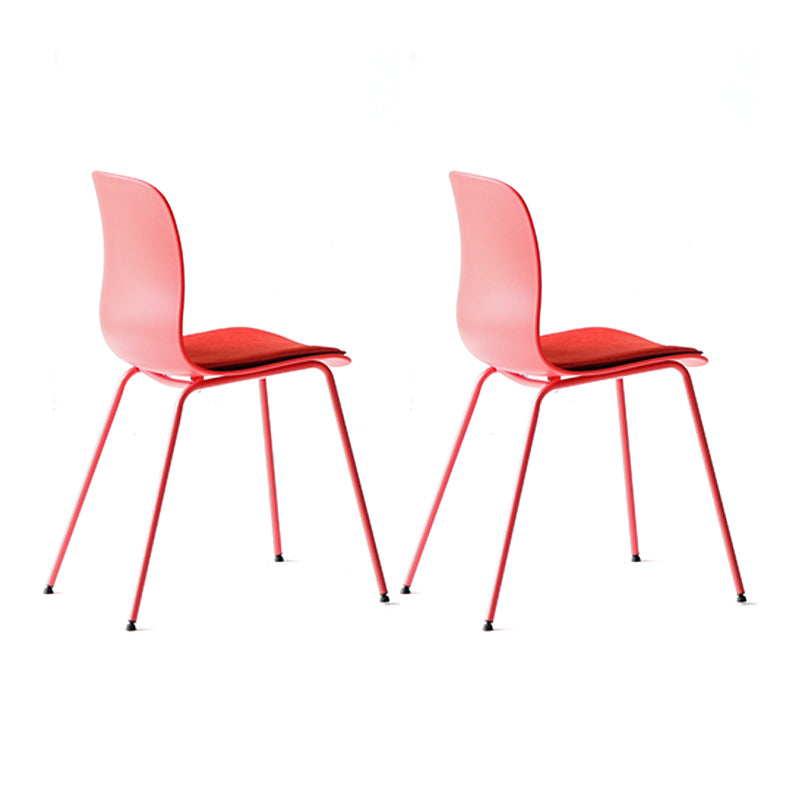 Contemporary Plastic Dining Room Chairs Armless Metal Dining Chairs for Home Use Red 2 Piece Set Clearhalo ' kitchen&dining_furn' 'Dining Chairs' 'Dining Tables & Seating' 'dining_chair' 'furn' 'furn_dining_chair' 'Furniture' 'furniture_dining_chair' 'Kitchen & Dining Furniture' 'kitchen' 4429848