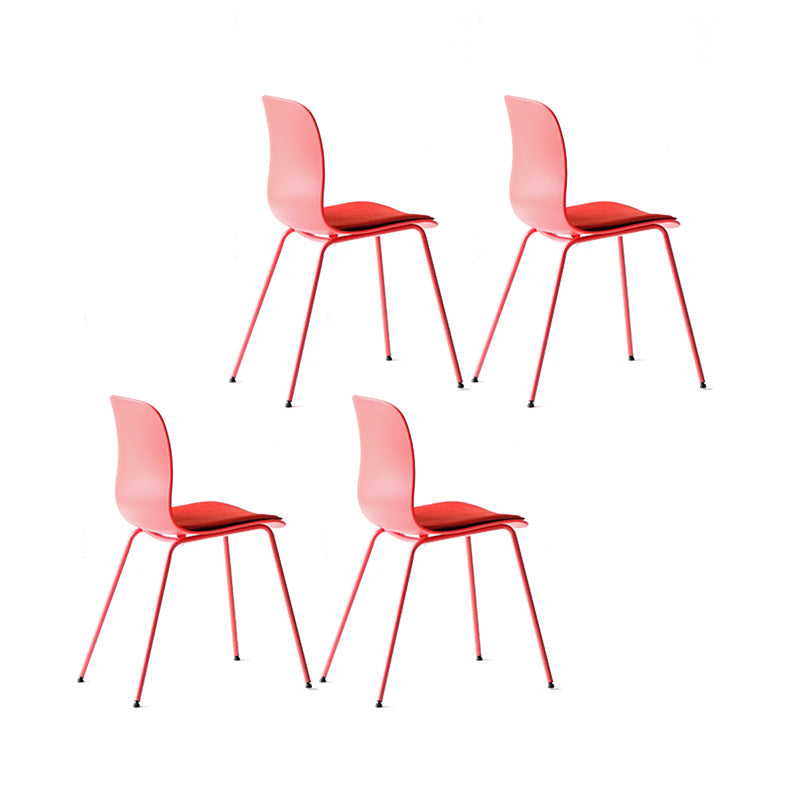 Contemporary Plastic Dining Room Chairs Armless Metal Dining Chairs for Home Use Red 4 Piece Set Clearhalo ' kitchen&dining_furn' 'Dining Chairs' 'Dining Tables & Seating' 'dining_chair' 'furn' 'furn_dining_chair' 'Furniture' 'furniture_dining_chair' 'Kitchen & Dining Furniture' 'kitchen' 4429850