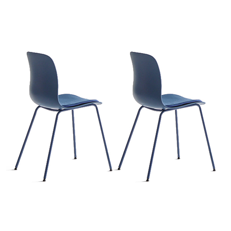 Contemporary Plastic Dining Room Chairs Armless Metal Dining Chairs for Home Use Blue 2 Piece Set Clearhalo ' kitchen&dining_furn' 'Dining Chairs' 'Dining Tables & Seating' 'dining_chair' 'furn' 'furn_dining_chair' 'Furniture' 'furniture_dining_chair' 'Kitchen & Dining Furniture' 'kitchen' 4429852