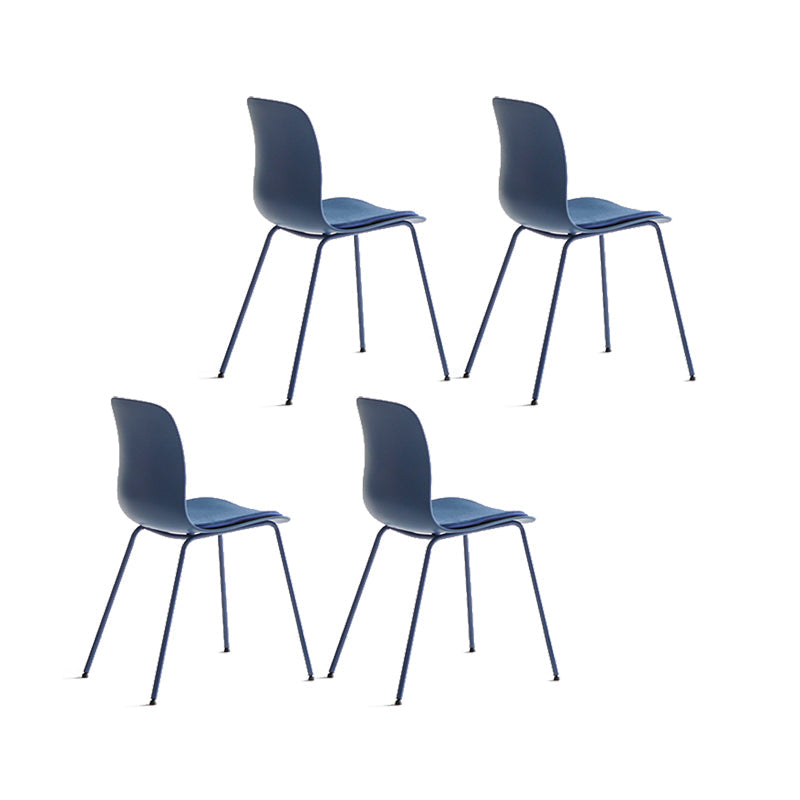 Contemporary Plastic Dining Room Chairs Armless Metal Dining Chairs for Home Use Blue 4 Piece Set Clearhalo ' kitchen&dining_furn' 'Dining Chairs' 'Dining Tables & Seating' 'dining_chair' 'furn' 'furn_dining_chair' 'Furniture' 'furniture_dining_chair' 'Kitchen & Dining Furniture' 'kitchen' 4429853