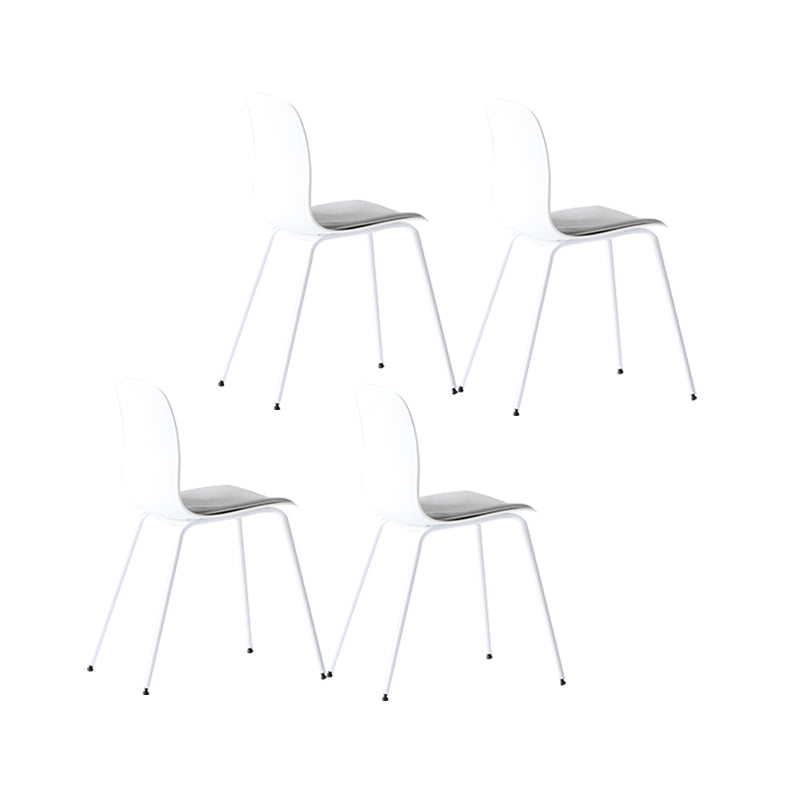 Contemporary Plastic Dining Room Chairs Armless Metal Dining Chairs for Home Use White-Gray 4 Piece Set Clearhalo ' kitchen&dining_furn' 'Dining Chairs' 'Dining Tables & Seating' 'dining_chair' 'furn' 'furn_dining_chair' 'Furniture' 'furniture_dining_chair' 'Kitchen & Dining Furniture' 'kitchen' 4429857