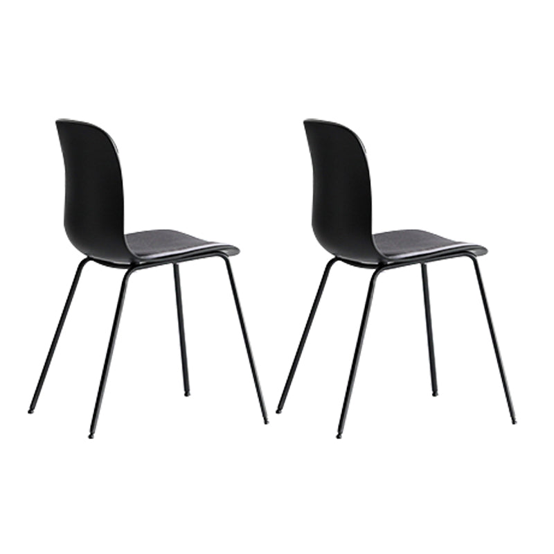 Contemporary Plastic Dining Room Chairs Armless Metal Dining Chairs for Home Use Black-Dark Gray 2 Piece Set Clearhalo ' kitchen&dining_furn' 'Dining Chairs' 'Dining Tables & Seating' 'dining_chair' 'furn' 'furn_dining_chair' 'Furniture' 'furniture_dining_chair' 'Kitchen & Dining Furniture' 'kitchen' 4429859