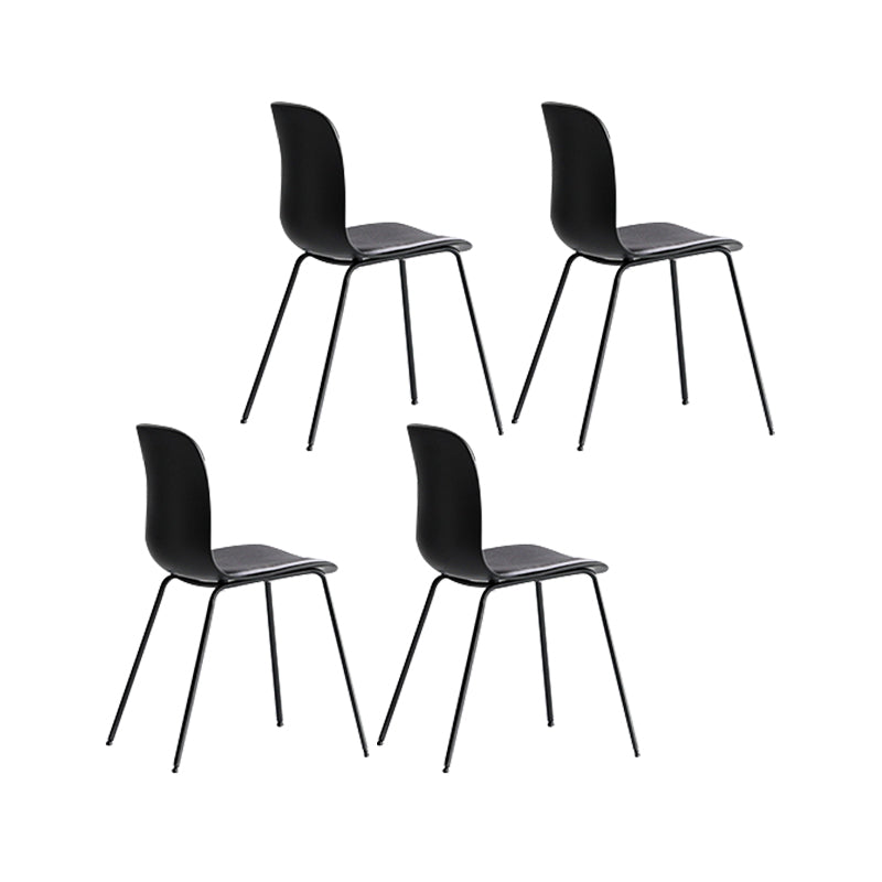 Contemporary Plastic Dining Room Chairs Armless Metal Dining Chairs for Home Use Black-Dark Gray 4 Piece Set Clearhalo ' kitchen&dining_furn' 'Dining Chairs' 'Dining Tables & Seating' 'dining_chair' 'furn' 'furn_dining_chair' 'Furniture' 'furniture_dining_chair' 'Kitchen & Dining Furniture' 'kitchen' 4429861