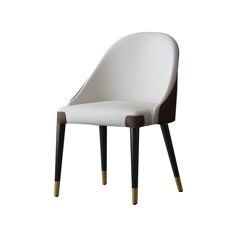 Contemporary Design Armless Solid Back Dining Side Chairs Leather Dining Chairs Light Gray-White 1 Piece Clearhalo ' kitchen&dining_furn' 'Dining Chairs' 'Dining Tables & Seating' 'dining_chair' 'furn' 'furn_dining_chair' 'Furniture' 'furniture_dining_chair' 'Kitchen & Dining Furniture' 'kitchen' 4429865