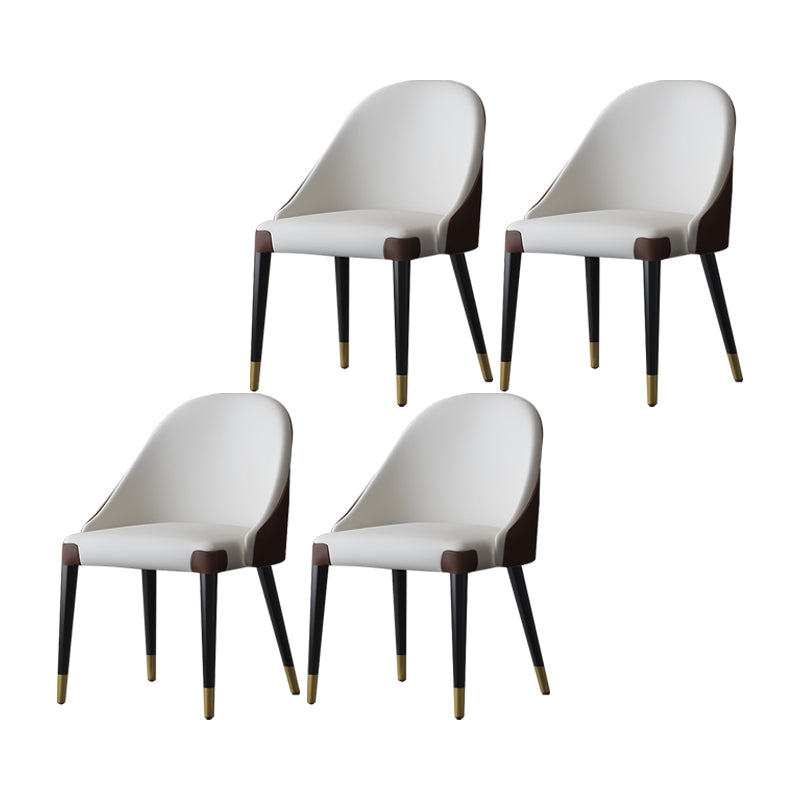 Contemporary Design Armless Solid Back Dining Side Chairs Leather Dining Chairs Light Gray-White 4 Piece Set Clearhalo ' kitchen&dining_furn' 'Dining Chairs' 'Dining Tables & Seating' 'dining_chair' 'furn' 'furn_dining_chair' 'Furniture' 'furniture_dining_chair' 'Kitchen & Dining Furniture' 'kitchen' 4429869