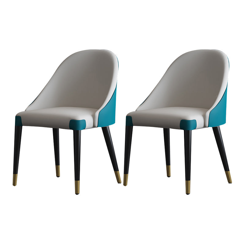 Contemporary Design Armless Solid Back Dining Side Chairs Leather Dining Chairs White 2 Piece Set Clearhalo ' kitchen&dining_furn' 'Dining Chairs' 'Dining Tables & Seating' 'dining_chair' 'furn' 'furn_dining_chair' 'Furniture' 'furniture_dining_chair' 'Kitchen & Dining Furniture' 'kitchen' 4429872