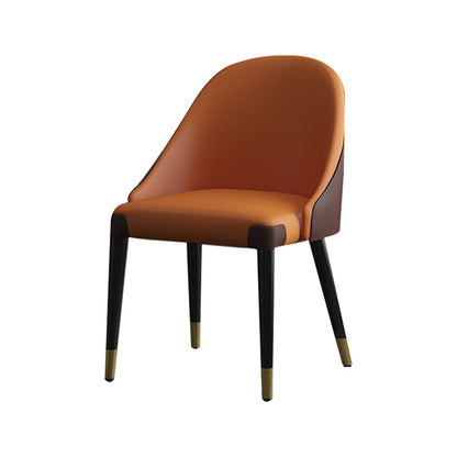 Contemporary Design Armless Solid Back Dining Side Chairs Leather Dining Chairs Orange 1 Piece Clearhalo ' kitchen&dining_furn' 'Dining Chairs' 'Dining Tables & Seating' 'dining_chair' 'furn' 'furn_dining_chair' 'Furniture' 'furniture_dining_chair' 'Kitchen & Dining Furniture' 'kitchen' 4429876