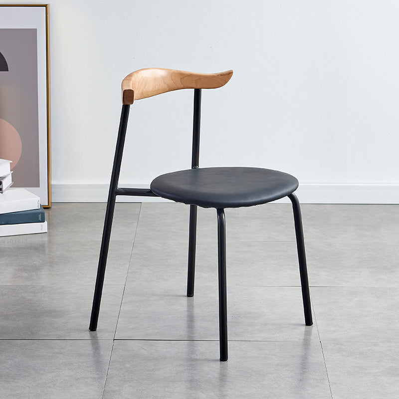 Contemporary Design Open Back Dining Side Chairs Leather Dining Chairs for Home Black 1 Piece Clearhalo ' kitchen&dining_furn' 'Dining Chairs' 'Dining Tables & Seating' 'dining_chair' 'furn' 'furn_dining_chair' 'Furniture' 'furniture_dining_chair' 'Kitchen & Dining Furniture' 'kitchen' 4429885