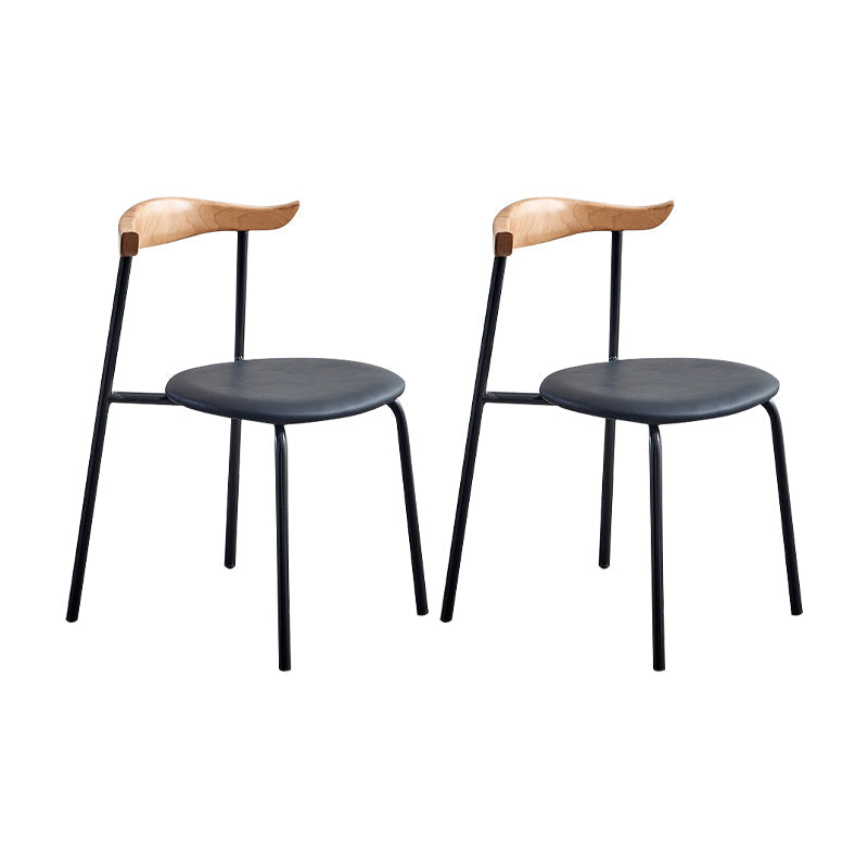 Contemporary Design Open Back Dining Side Chairs Leather Dining Chairs for Home Black 2 Piece Set Clearhalo ' kitchen&dining_furn' 'Dining Chairs' 'Dining Tables & Seating' 'dining_chair' 'furn' 'furn_dining_chair' 'Furniture' 'furniture_dining_chair' 'Kitchen & Dining Furniture' 'kitchen' 4429887