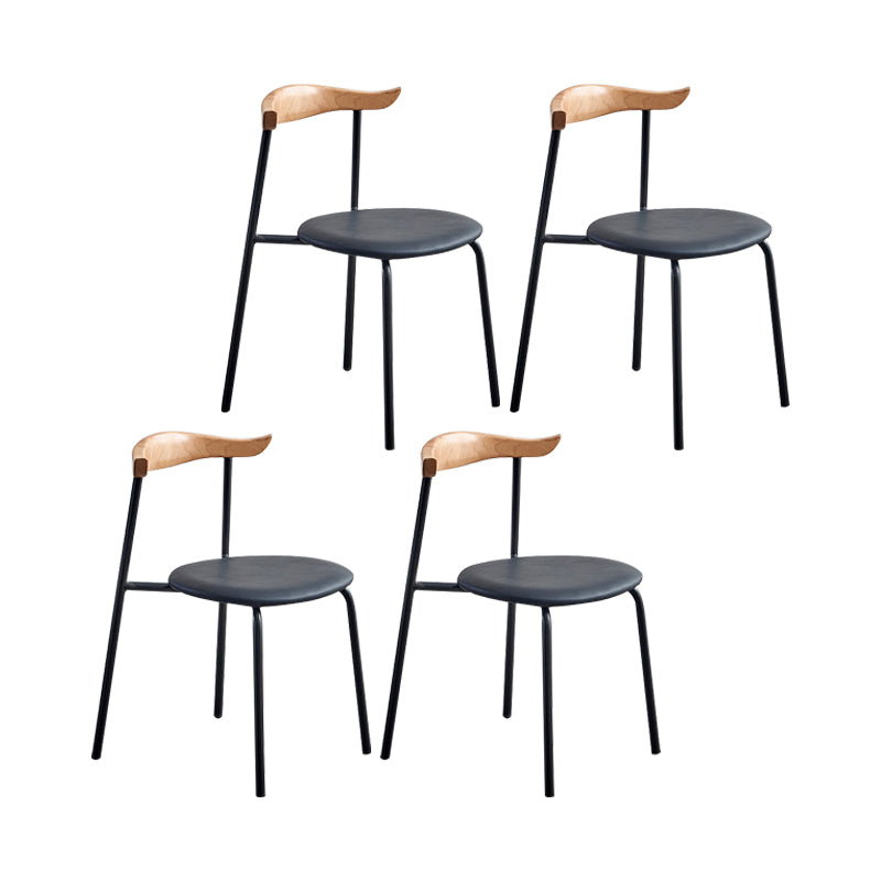 Contemporary Design Open Back Dining Side Chairs Leather Dining Chairs for Home Black 4 Piece Set Clearhalo ' kitchen&dining_furn' 'Dining Chairs' 'Dining Tables & Seating' 'dining_chair' 'furn' 'furn_dining_chair' 'Furniture' 'furniture_dining_chair' 'Kitchen & Dining Furniture' 'kitchen' 4429889