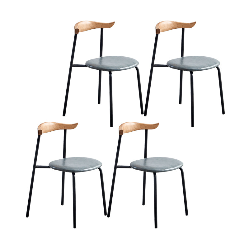 Contemporary Design Open Back Dining Side Chairs Leather Dining Chairs for Home Grey 4 Piece Set Clearhalo ' kitchen&dining_furn' 'Dining Chairs' 'Dining Tables & Seating' 'dining_chair' 'furn' 'furn_dining_chair' 'Furniture' 'furniture_dining_chair' 'Kitchen & Dining Furniture' 'kitchen' 4429895