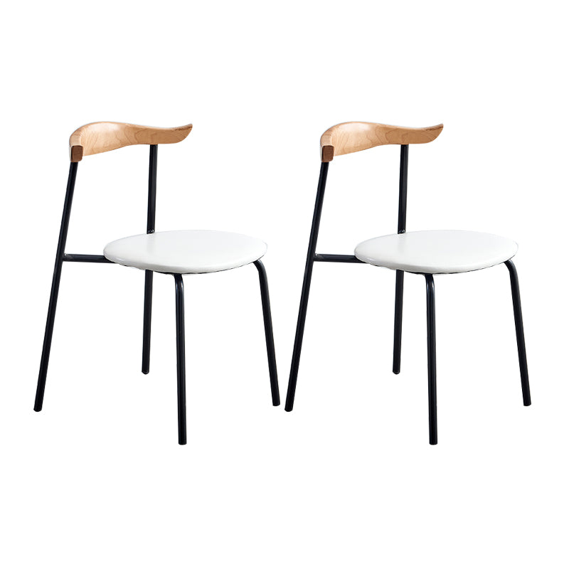 Contemporary Design Open Back Dining Side Chairs Leather Dining Chairs for Home White 2 Piece Set Clearhalo ' kitchen&dining_furn' 'Dining Chairs' 'Dining Tables & Seating' 'dining_chair' 'furn' 'furn_dining_chair' 'Furniture' 'furniture_dining_chair' 'Kitchen & Dining Furniture' 'kitchen' 4429898