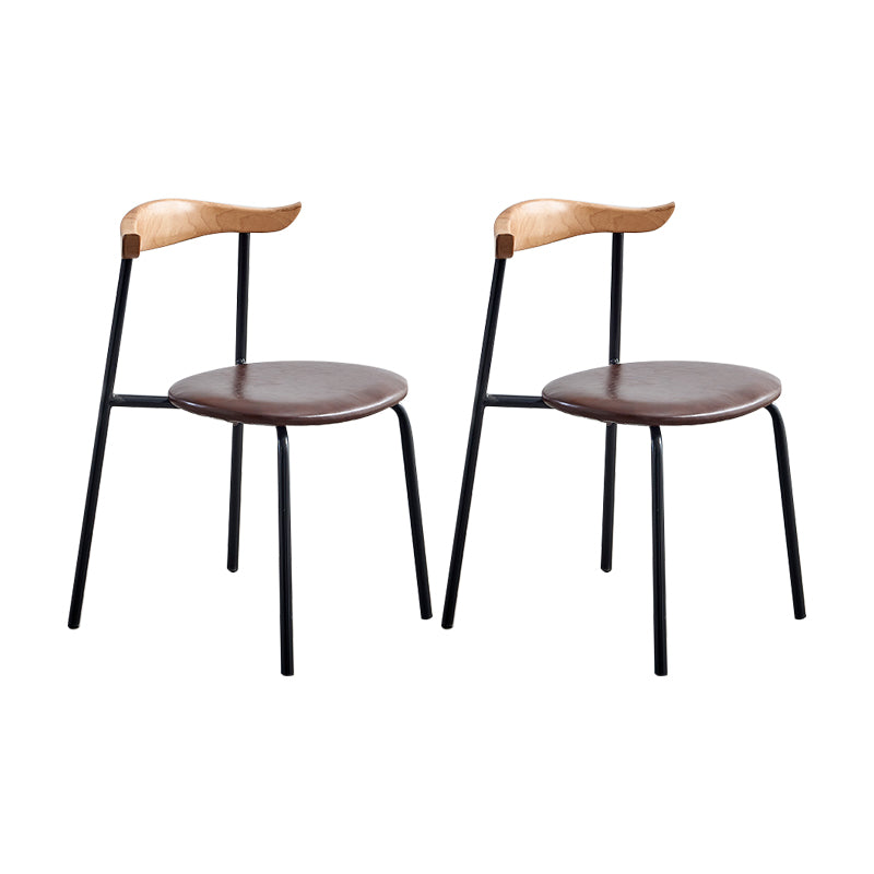 Contemporary Design Open Back Dining Side Chairs Leather Dining Chairs for Home Brown 2 Piece Set Clearhalo ' kitchen&dining_furn' 'Dining Chairs' 'Dining Tables & Seating' 'dining_chair' 'furn' 'furn_dining_chair' 'Furniture' 'furniture_dining_chair' 'Kitchen & Dining Furniture' 'kitchen' 4429904