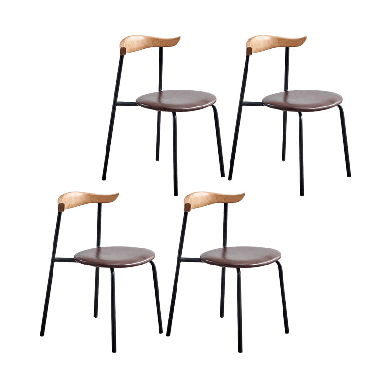 Contemporary Design Open Back Dining Side Chairs Leather Dining Chairs for Home Brown 4 Piece Set Clearhalo ' kitchen&dining_furn' 'Dining Chairs' 'Dining Tables & Seating' 'dining_chair' 'furn' 'furn_dining_chair' 'Furniture' 'furniture_dining_chair' 'Kitchen & Dining Furniture' 'kitchen' 4429905