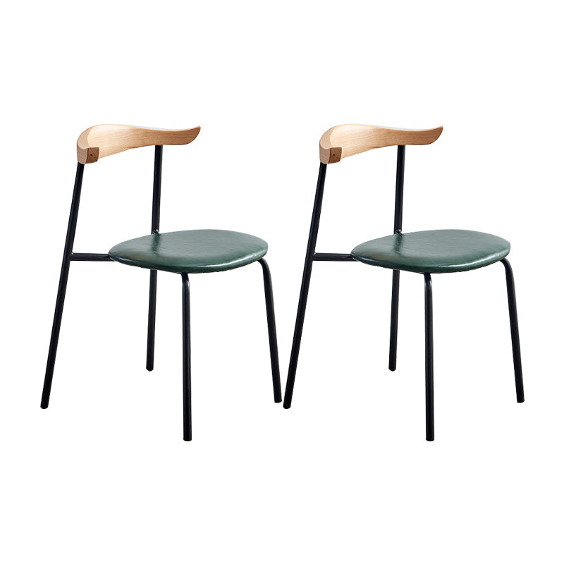 Contemporary Design Open Back Dining Side Chairs Leather Dining Chairs for Home Green 2 Piece Set Clearhalo ' kitchen&dining_furn' 'Dining Chairs' 'Dining Tables & Seating' 'dining_chair' 'furn' 'furn_dining_chair' 'Furniture' 'furniture_dining_chair' 'Kitchen & Dining Furniture' 'kitchen' 4429907